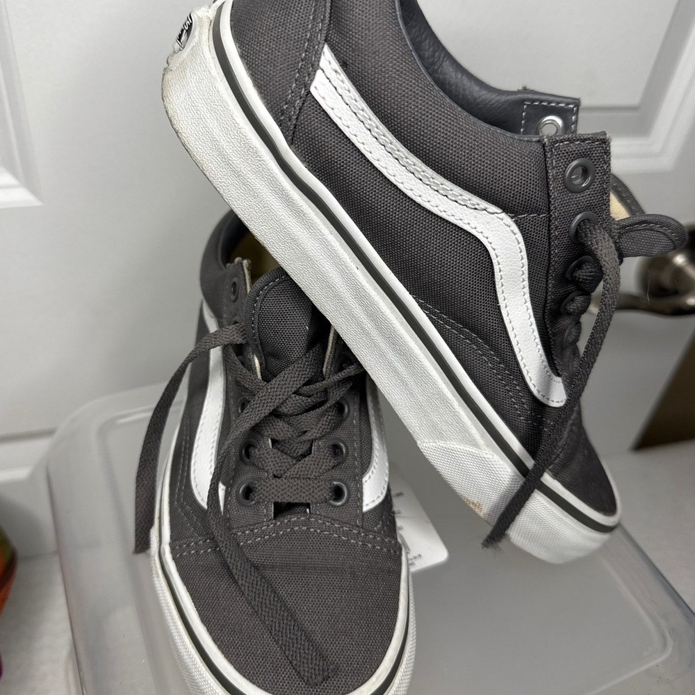 Vans Gray Canvas Sneakers with White Side Stripe